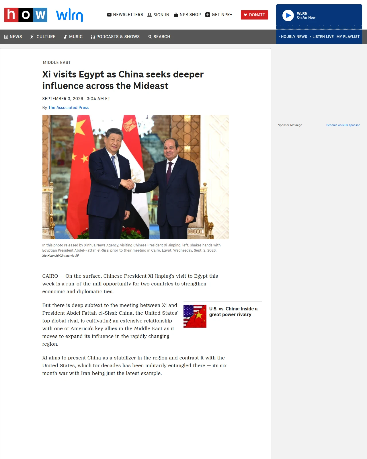npr.org as published: Xi visits Egypt as China seeks deeper influence across the Mideast