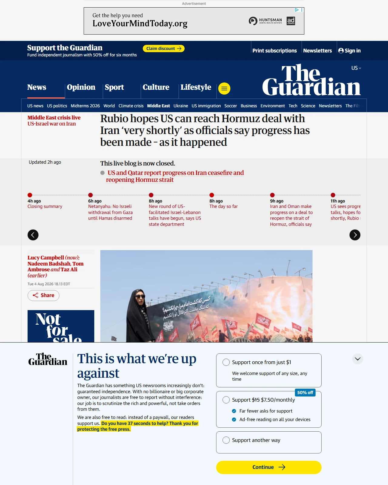 theguardian.com as published: Rubio hopes US can reach Hormuz deal with Iran ‘very shortly’ as officials say progress has been made – as it happened