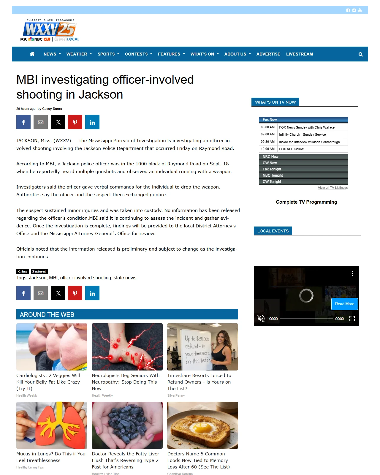 wxxv25.com as published: MBI investigating officer-involved shooting in Jackson