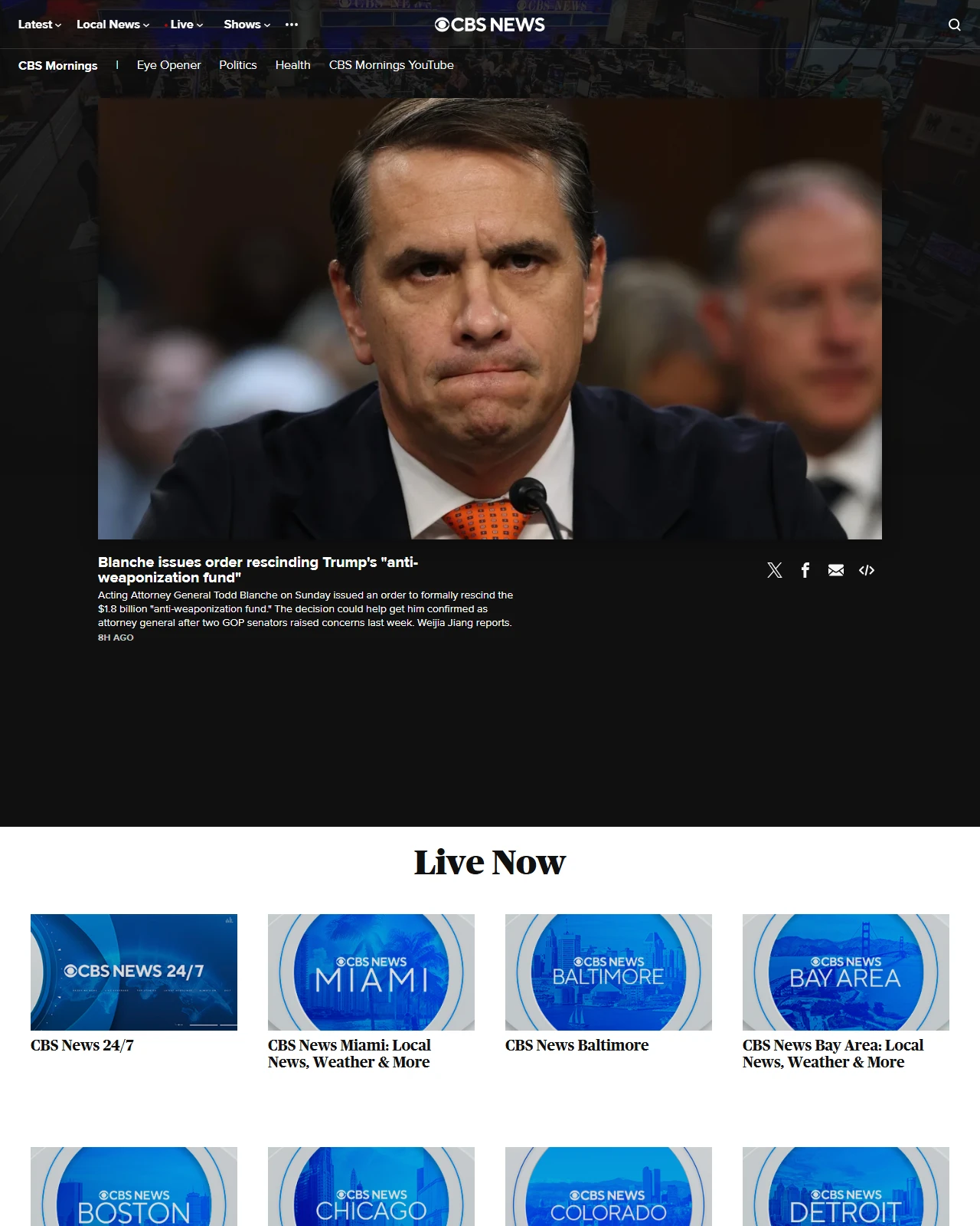 cbsnews.com as published: Blanche issues order rescinding Trump's "anti-weaponization fund"