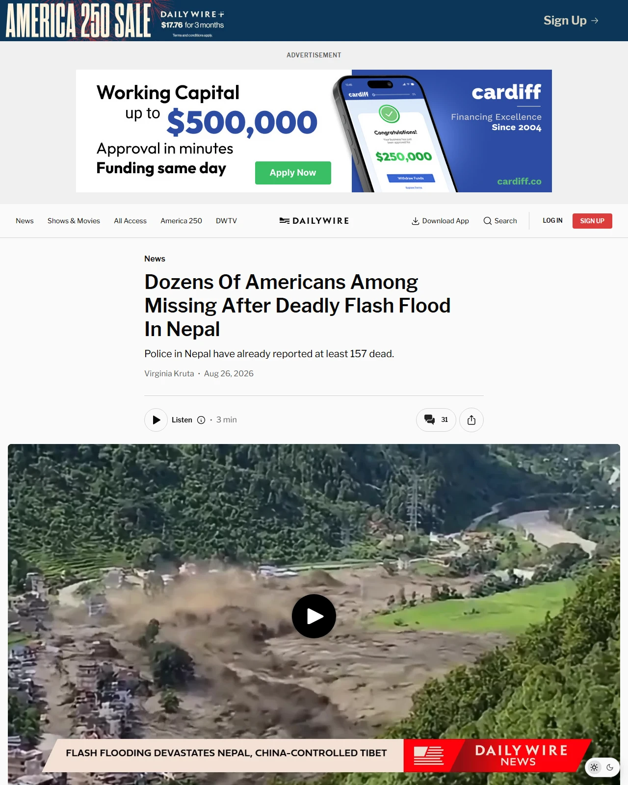 dailywire.com as published: Dozens Of Americans Among Missing After Deadly Flash Flood In Nepal
