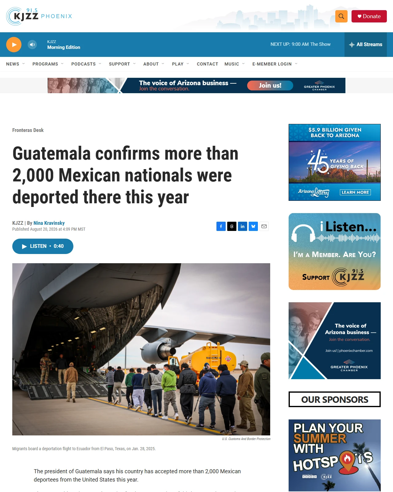 kjzz.org as published: Guatemala confirms more than 2,000 Mexican nationals were deported there this year