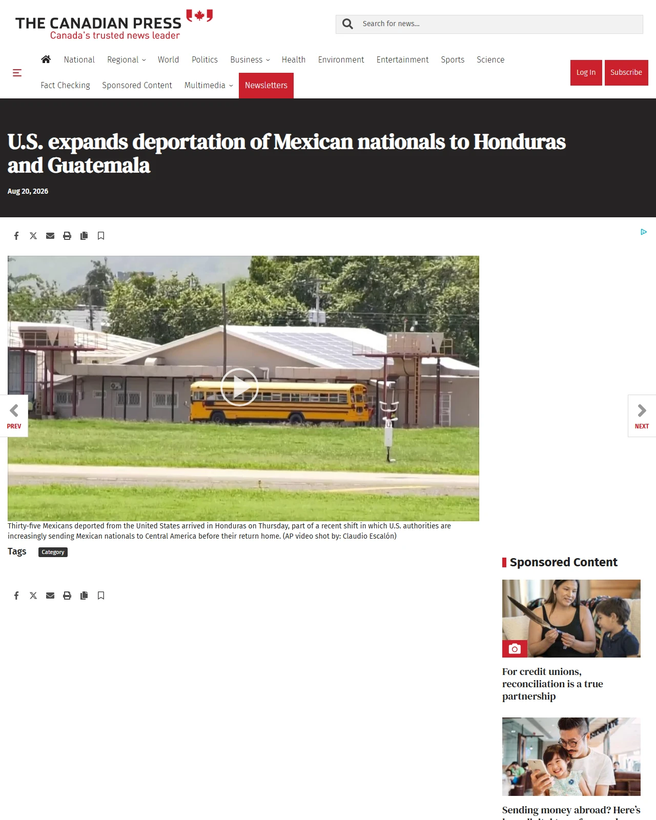 thecanadianpressnews.ca as published: U.S. expands deportation of Mexican nationals to Honduras and Guatemala