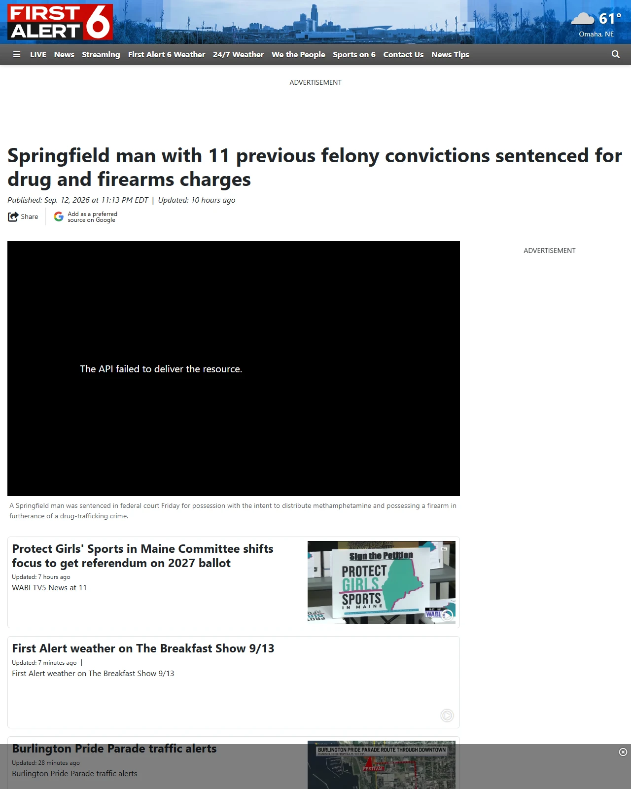 wowt.com as published: Springfield man with 11 previous felony convictions sentenced for drug and firearms charges