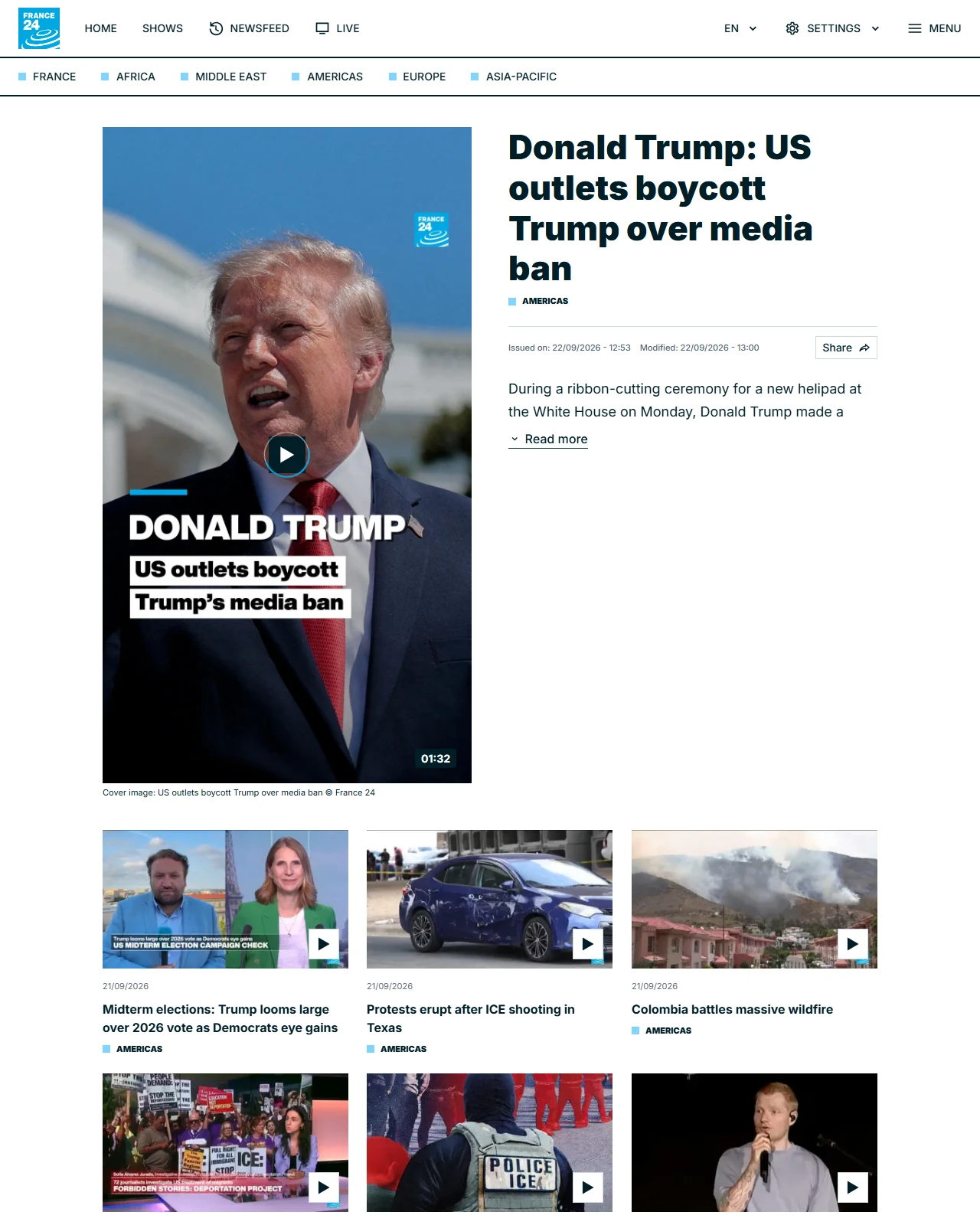 france24.com as published: Donald Trump: US outlets boycott Trump over media ban