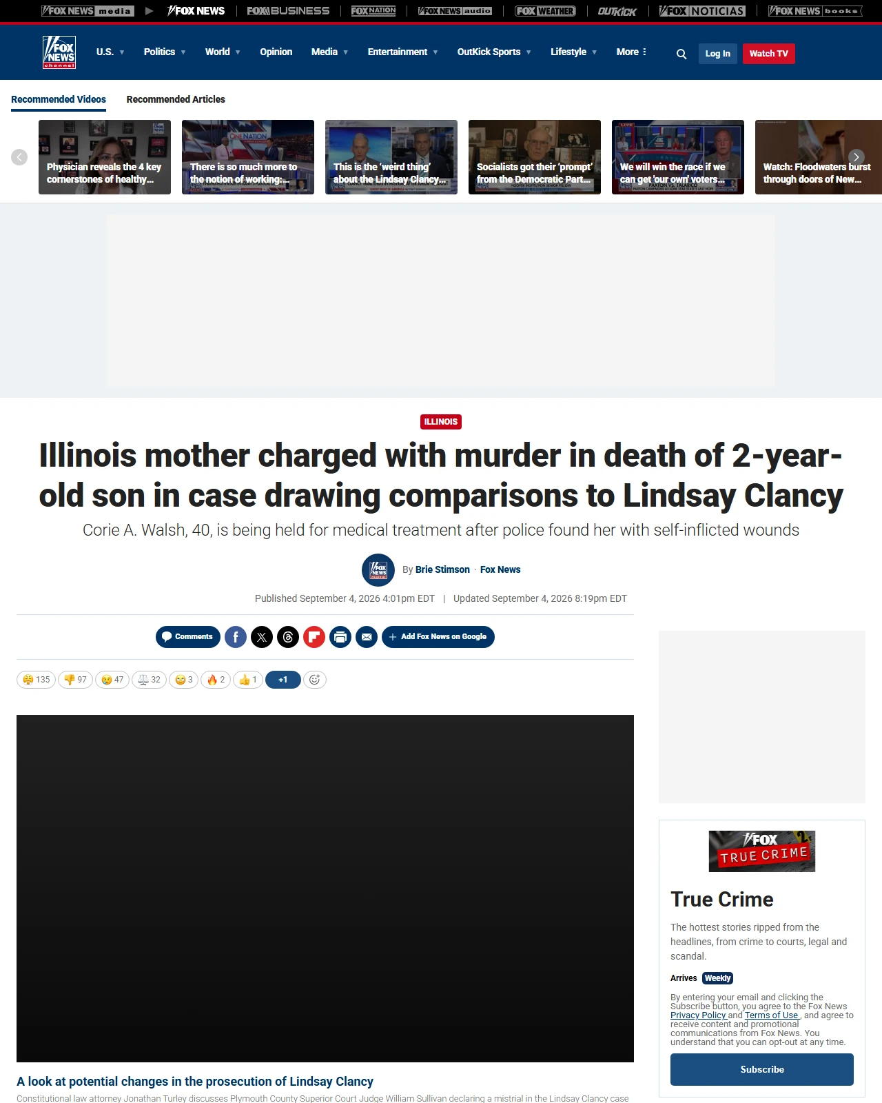 foxnews.com as published: Illinois mother charged with murder in death of 2-year-old son in case drawing comparisons to Lindsay Clancy