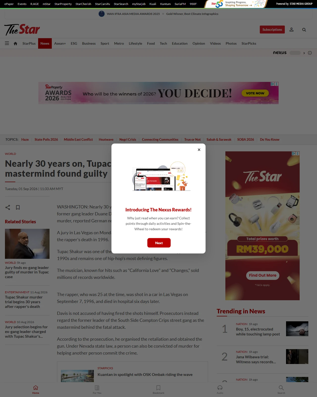 thestar.com.my as published: Nearly 30 years on, Tupac Shakur murder mastermind found guilty