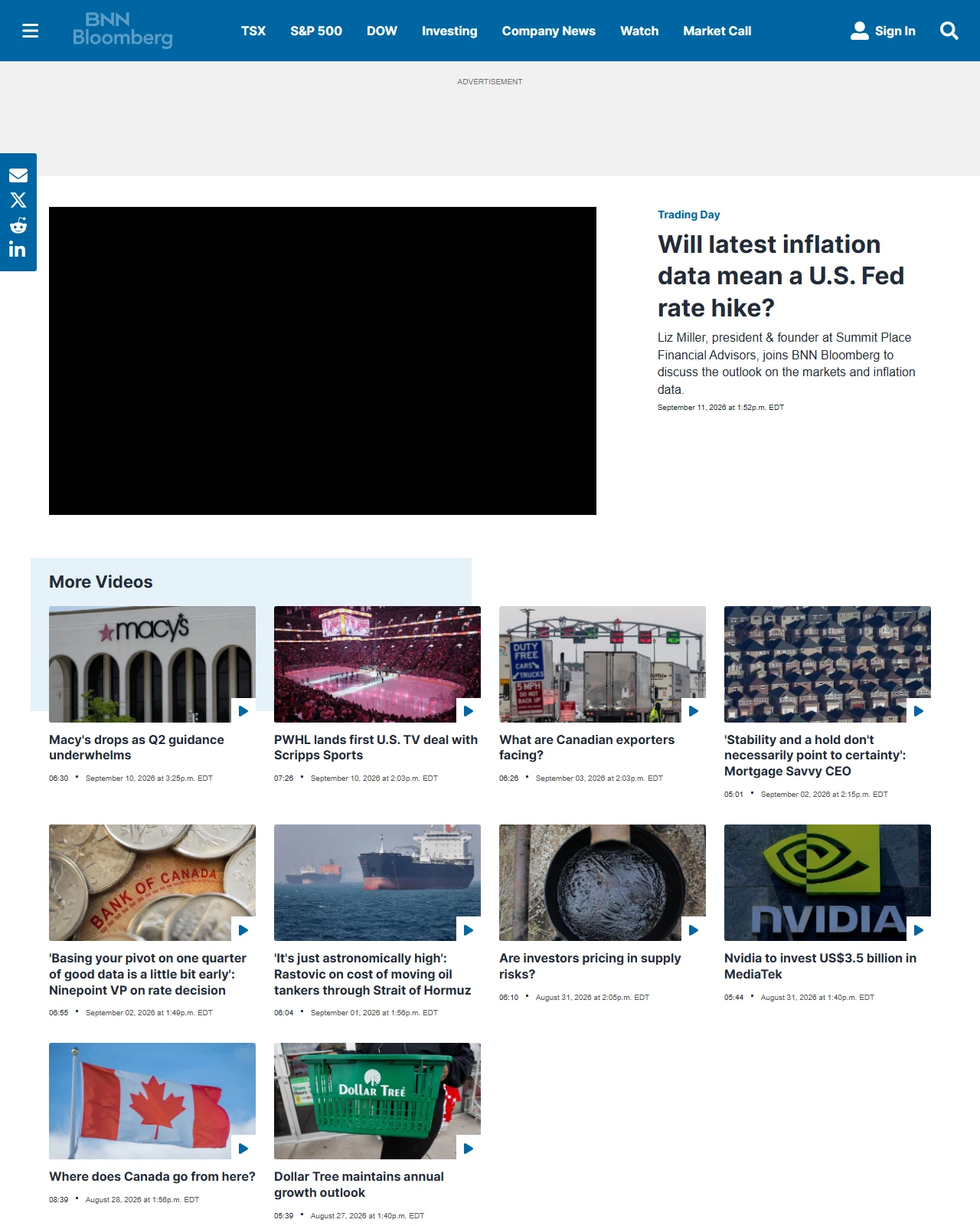 bnnbloomberg.ca as published: Will latest inflation data mean a U.S. Fed rate hike?