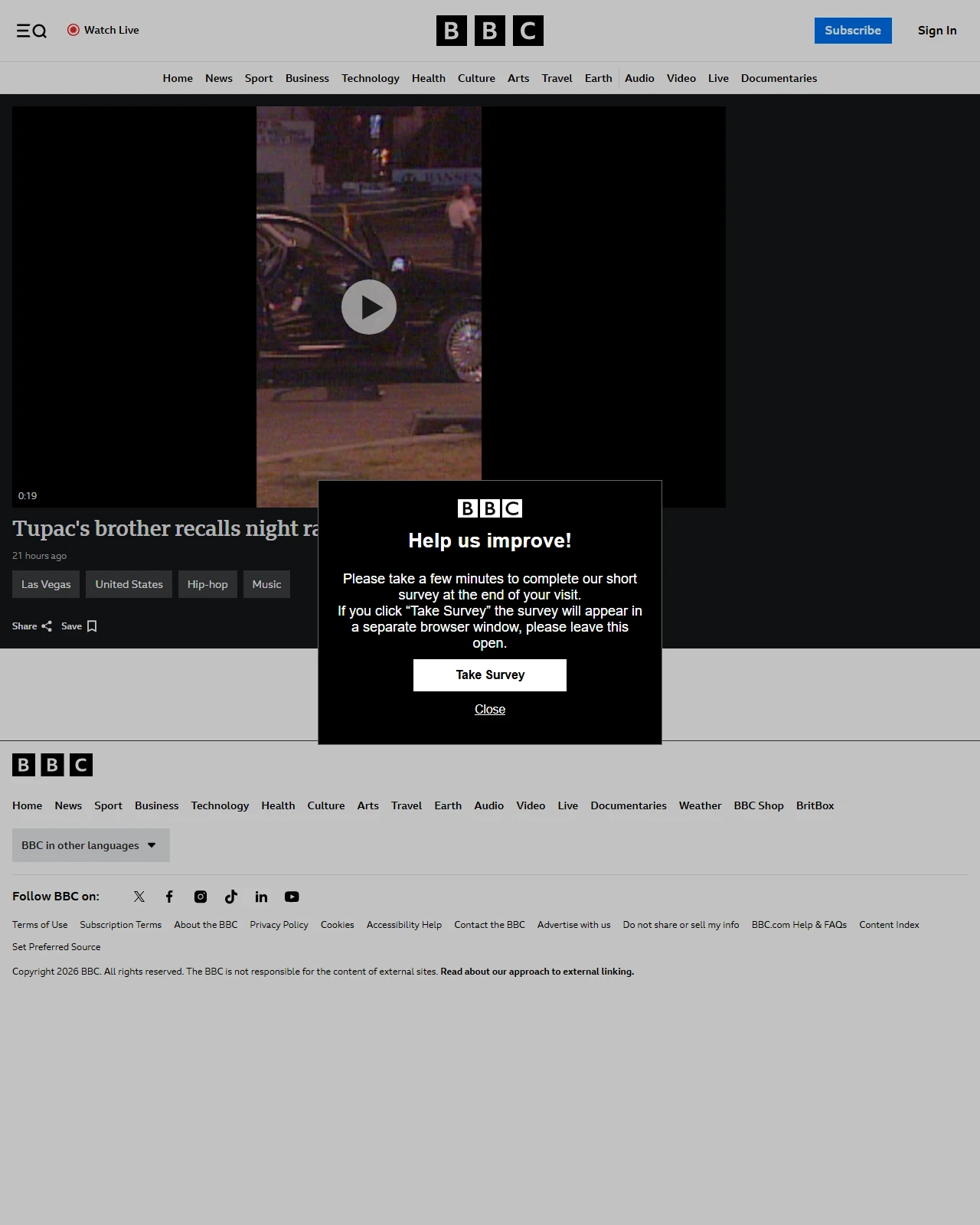 bbc.com as published: Tupac's brother recalls night rapper was shot