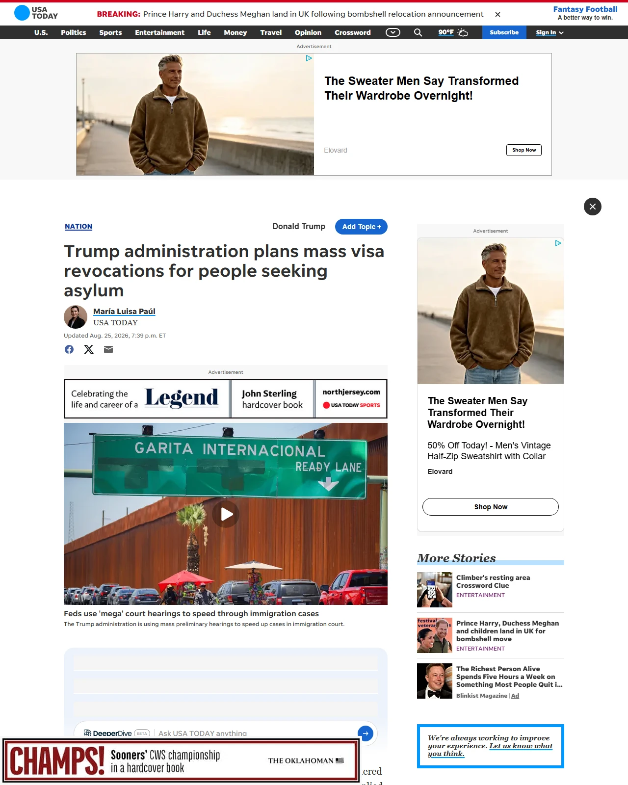 usatoday.com as published: Trump administration plans mass visa revocations for people seeking asylum