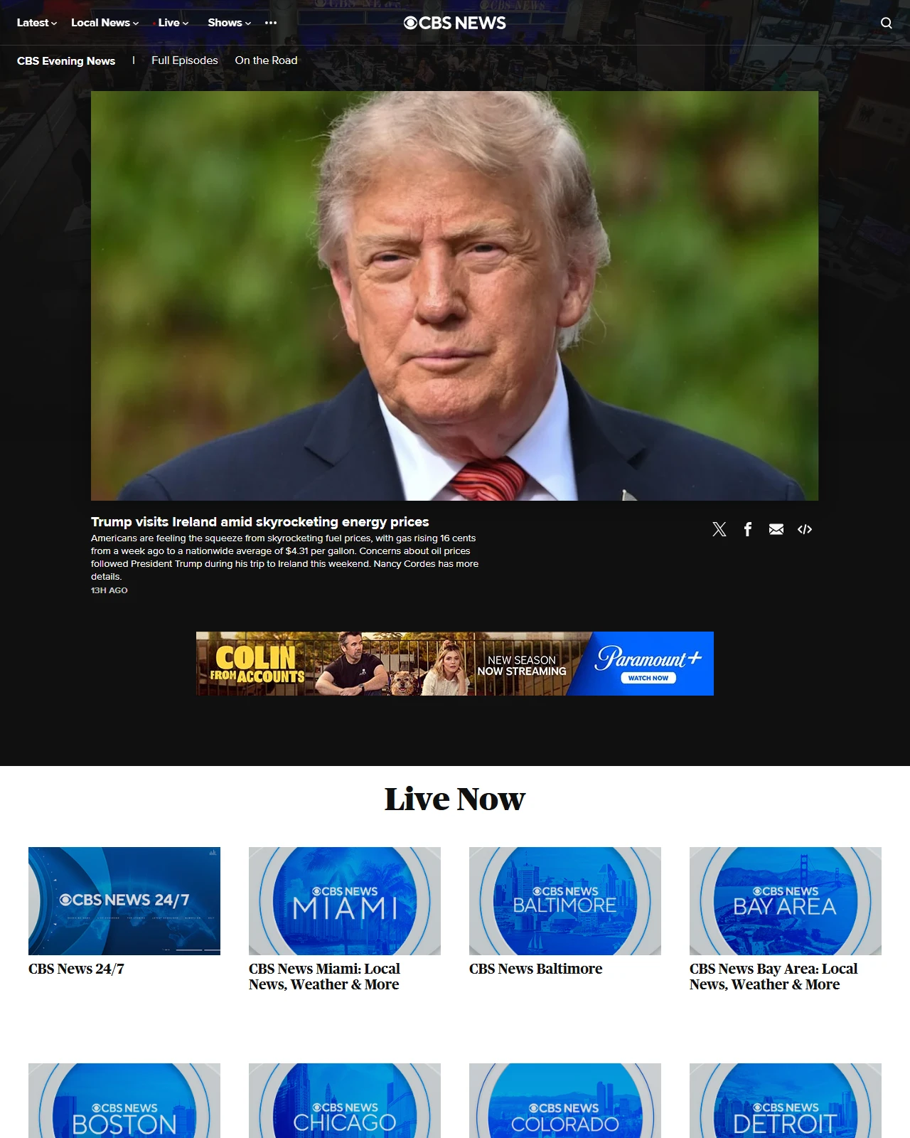 cbsnews.com as published: Trump visits Ireland amid skyrocketing energy prices