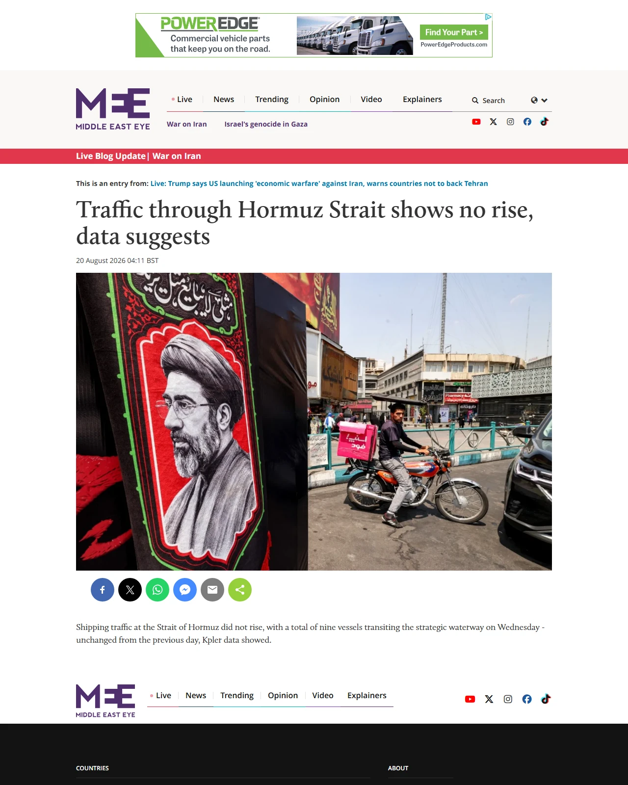 middleeasteye.net as published: Traffic through Hormuz Strait shows no rise, data suggests