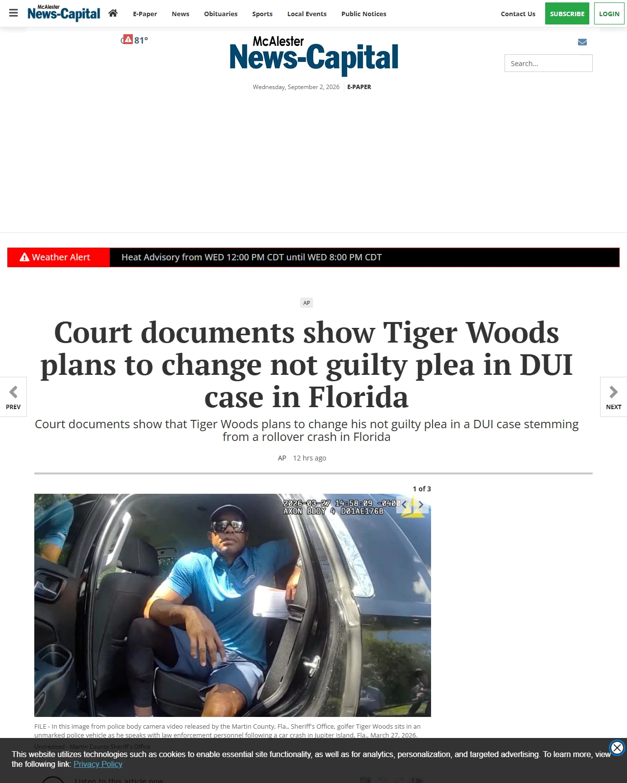 mcalesternews.com as published: Court documents show Tiger Woods plans to change not guilty plea in DUI case in Florida - McAlester News-Capital