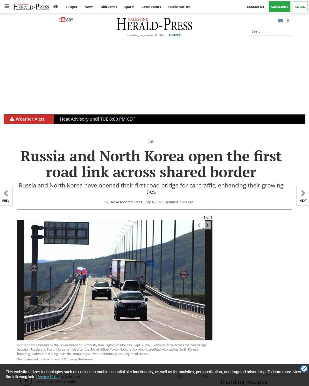palestineherald.com as published: Russia and North Korea open the first road link across shared border
