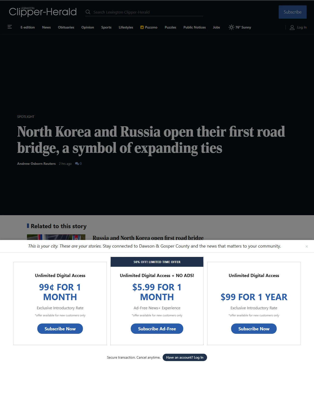 lexch.com as published: North Korea and Russia open their first road bridge, a symbol of expanding ties