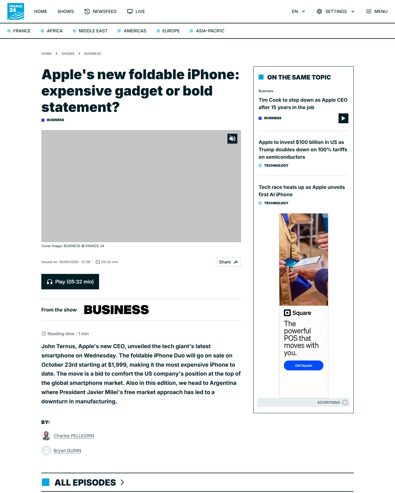 france24.com as published: Apple's new foldable iPhone: expensive gadget or bold statement?