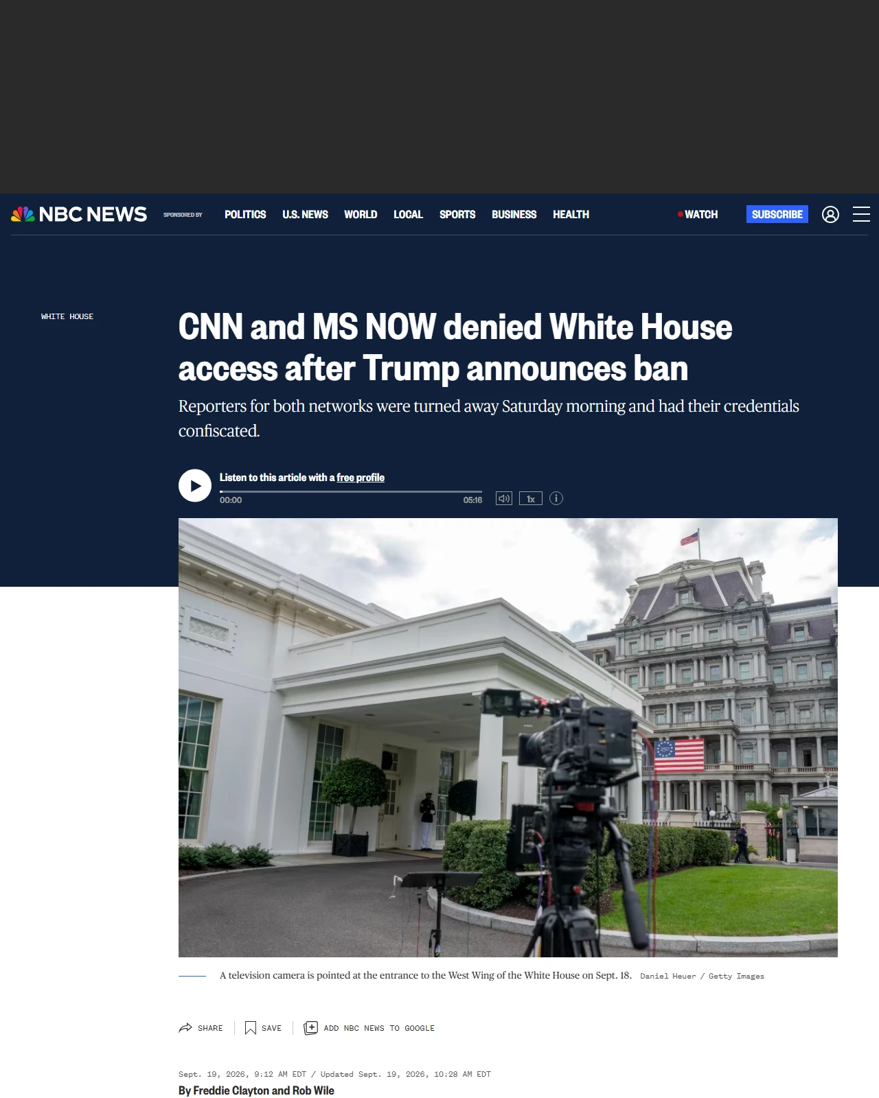 nbcnews.com as published: CNN and MS NOW denied White House access after Trump announces ban