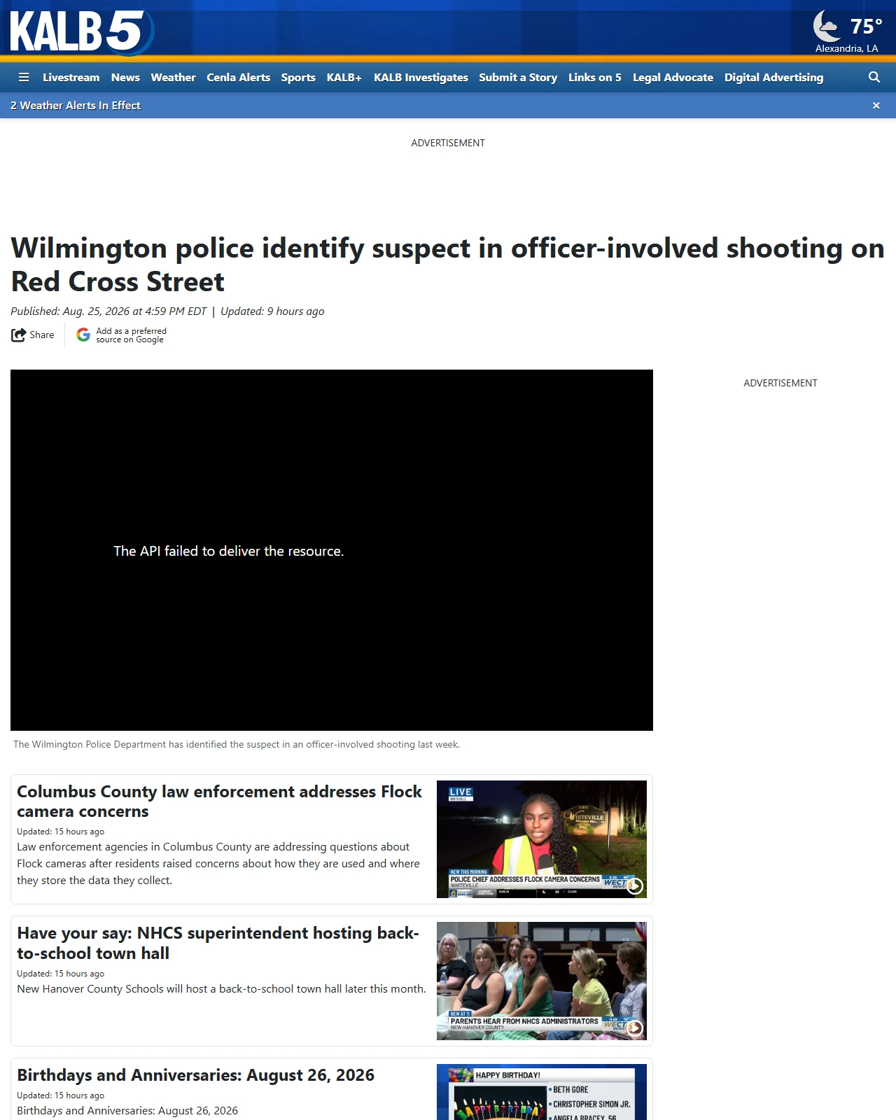 kalb.com as published: Wilmington police identify suspect in officer-involved shooting on Red Cross Street