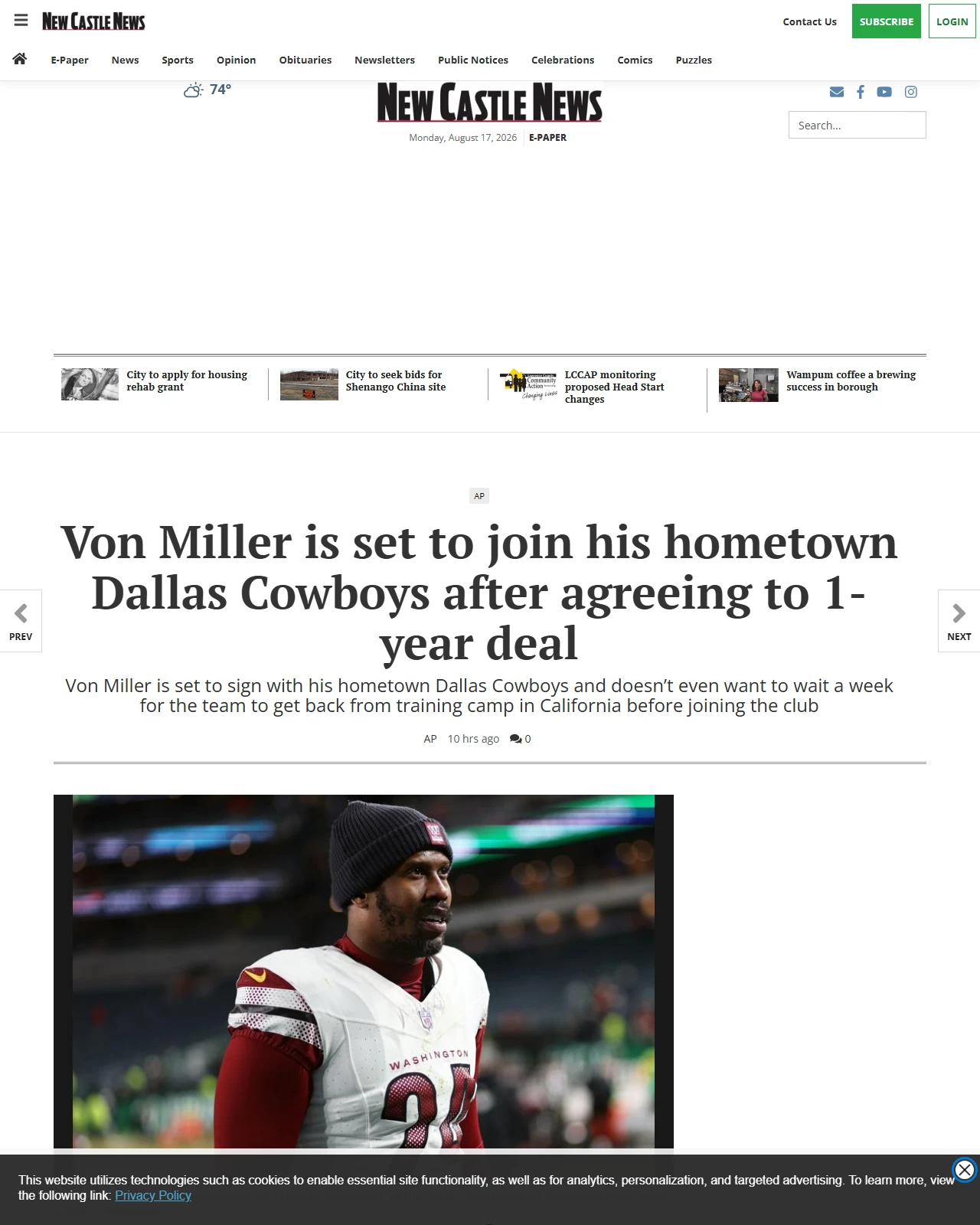 ncnewsonline.com as published: Von Miller is set to join his hometown Dallas Cowboys after agreeing to 1-year deal