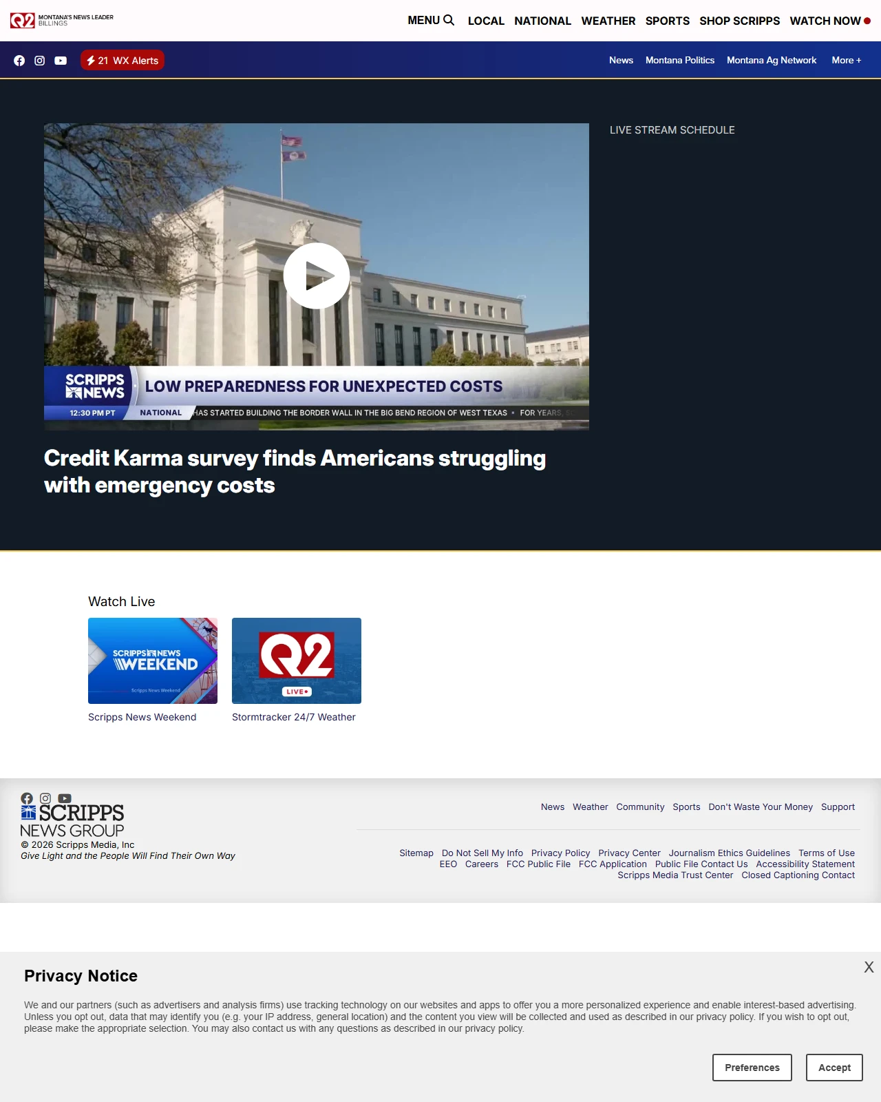 ktvq.com as published: Credit Karma survey finds Americans struggling with emergency costs