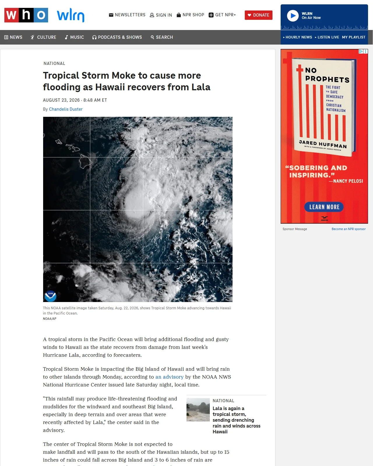 npr.org as published: Tropical Storm Moke to cause more flooding as Hawaii recovers from Lala