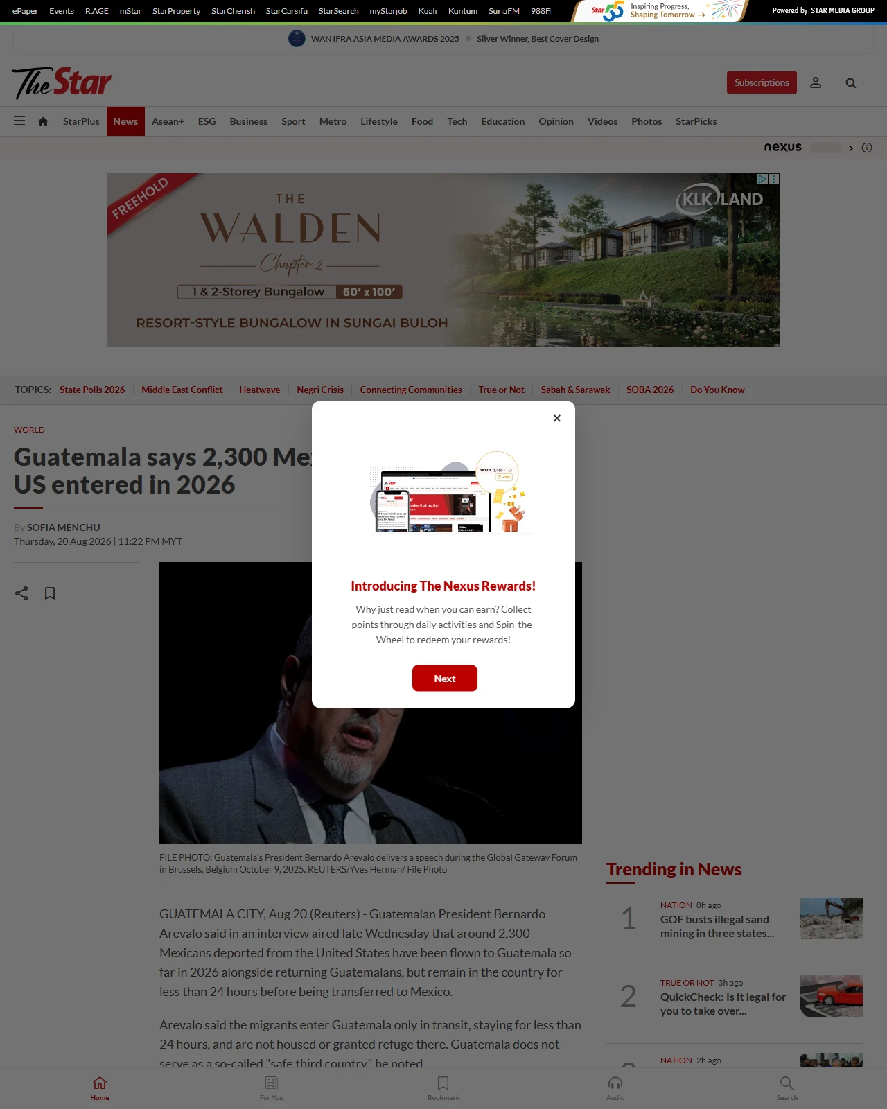 thestar.com.my as published: Guatemala says 2,300 Mexicans deported from US entered in 2026