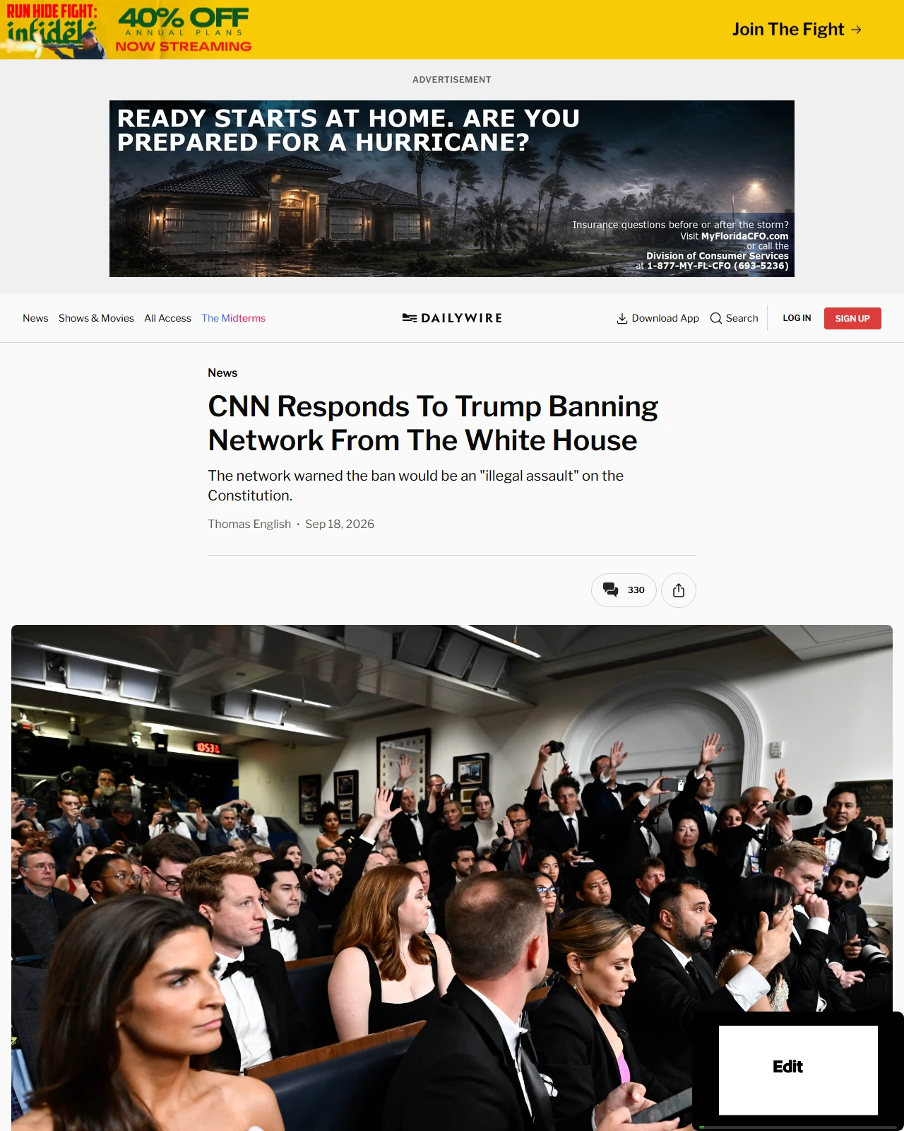 dailywire.com as published: CNN Responds To Trump Banning Network From The White House