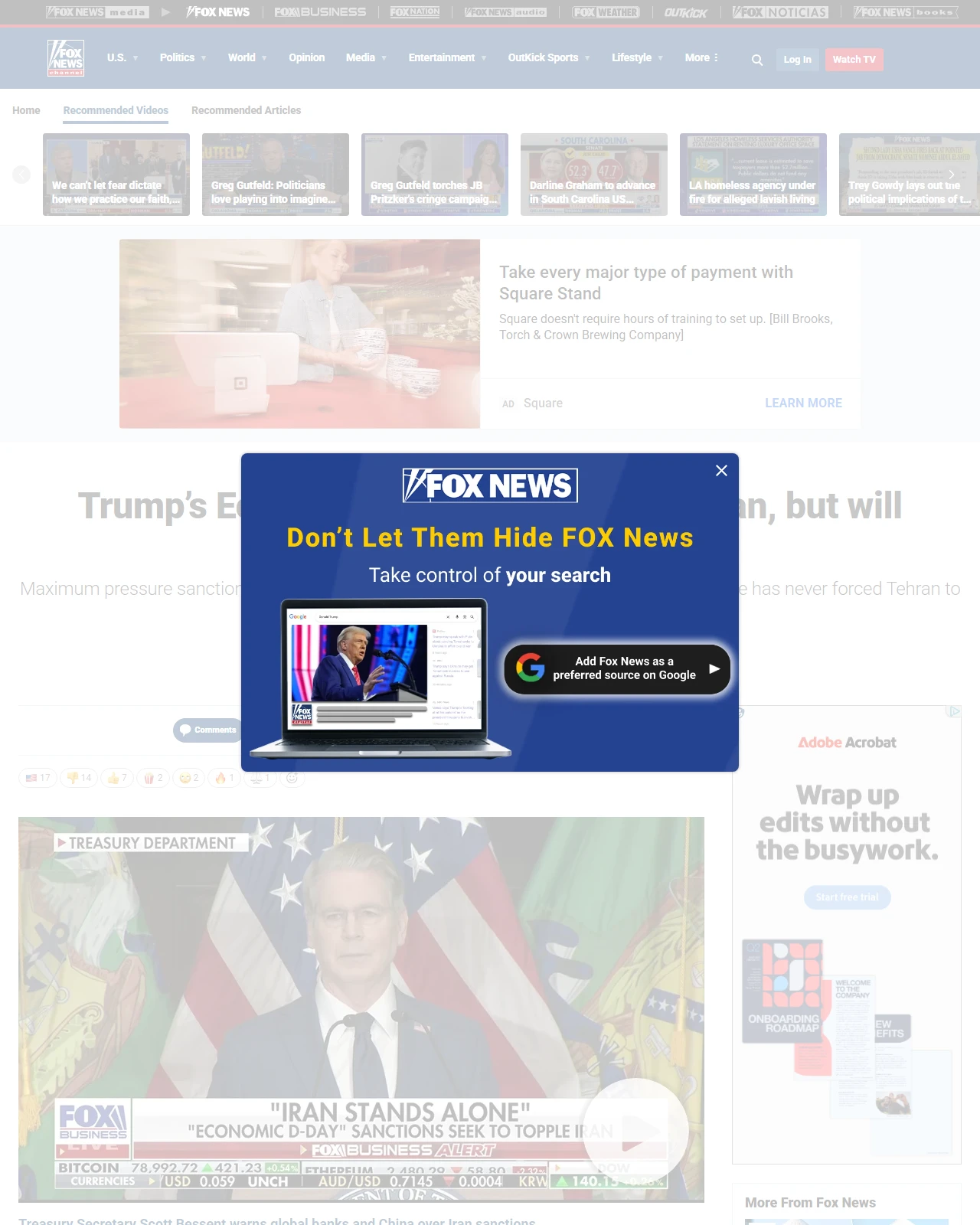 foxnews.com as published: Trump’s Economic D-Day can hammer Iran, but will Tehran ever surrender?