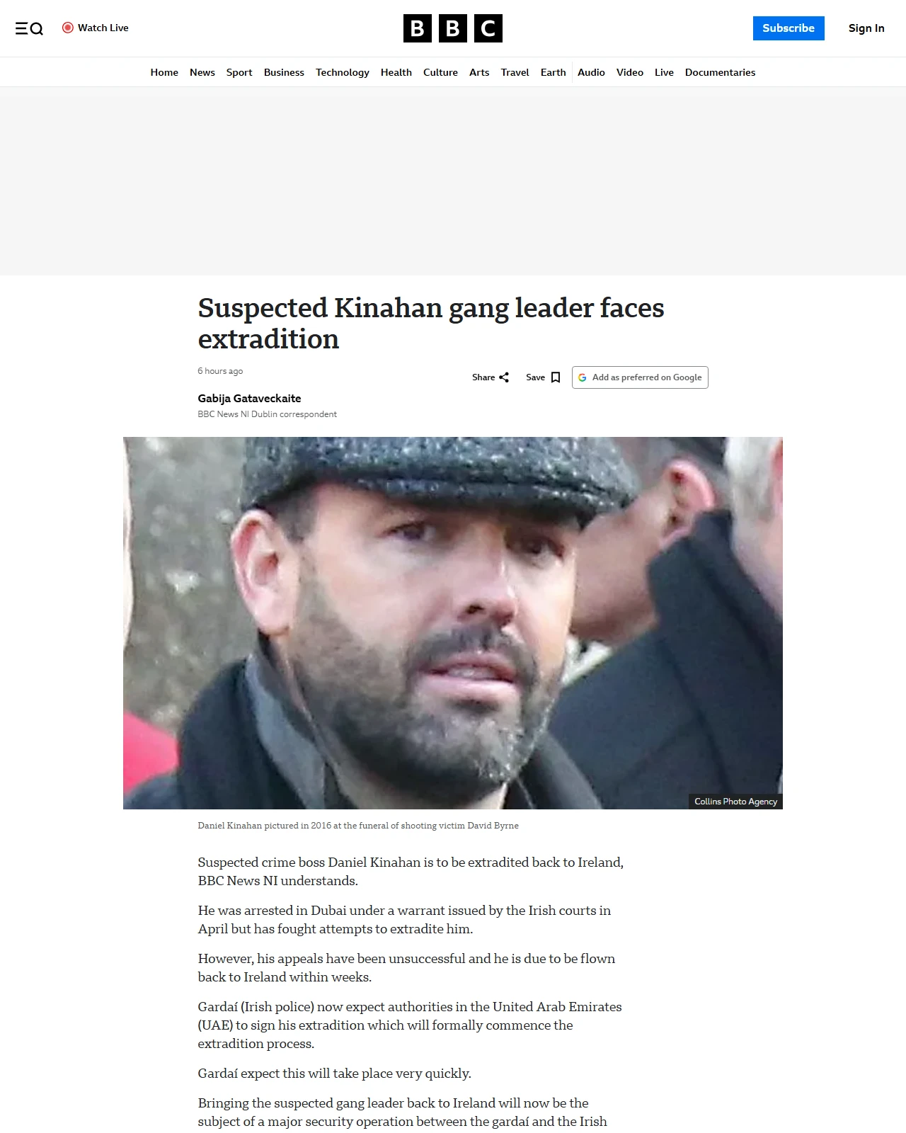 bbc.co.uk as published: Suspected Kinahan gang leader faces extradition