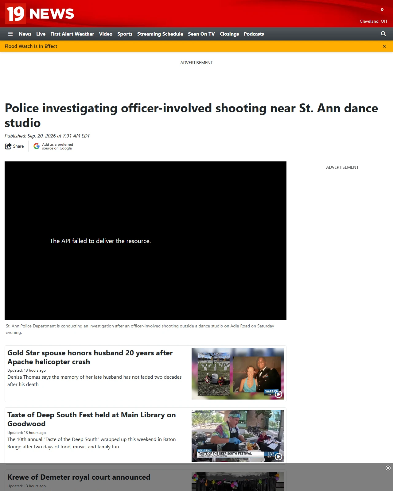 cleveland19.com as published: Police investigating officer-involved shooting near St. Ann dance studio