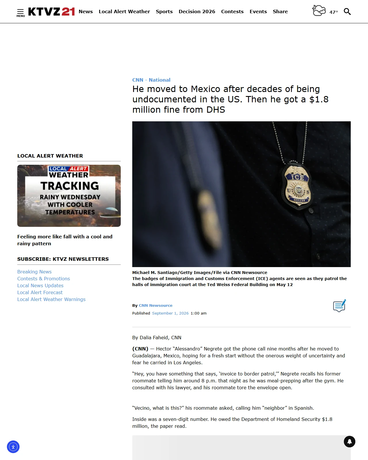 ktvz.com as published: He moved to Mexico after decades of being undocumented in the US. Then he got a $1.8 million fine from DHS