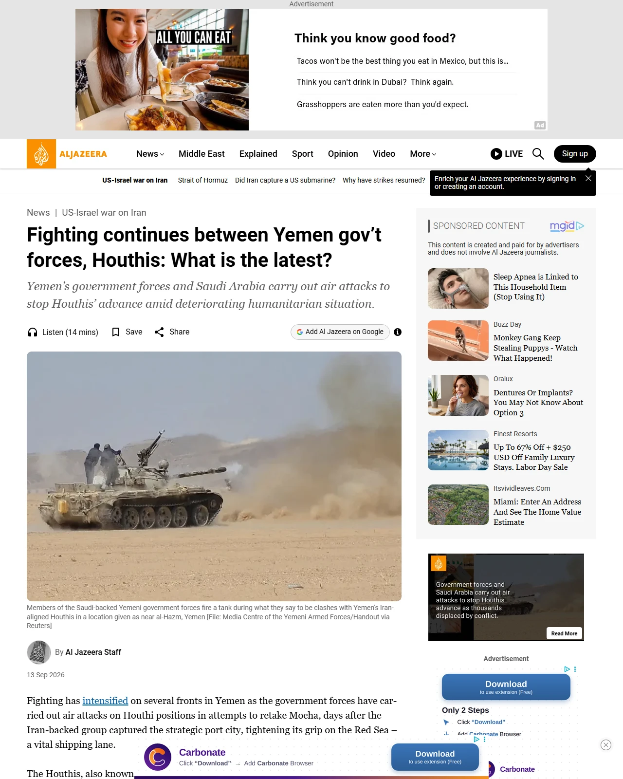 aljazeera.com as published: Fighting continues between Yemen gov’t forces, Houthis: What is the latest?
