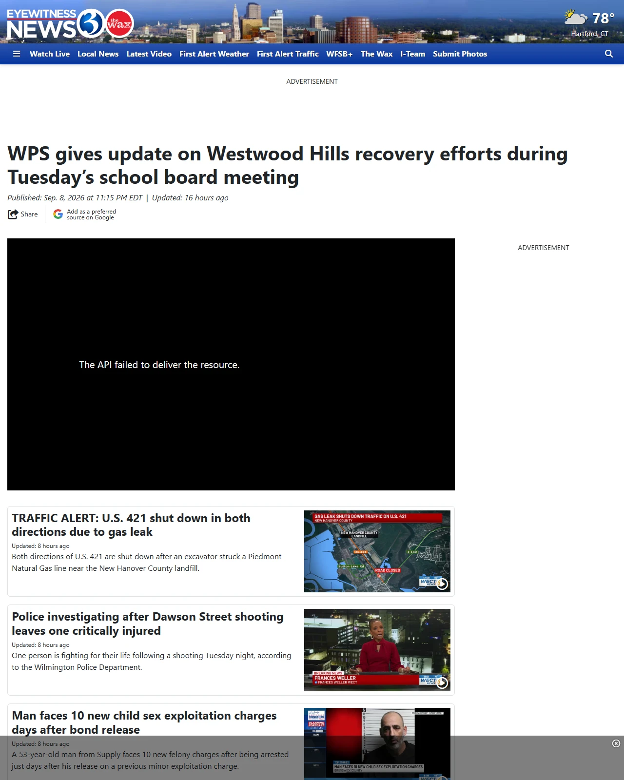 wfsb.com as published: WPS gives update on Westwood Hills recovery efforts during Tuesday’s school board meeting