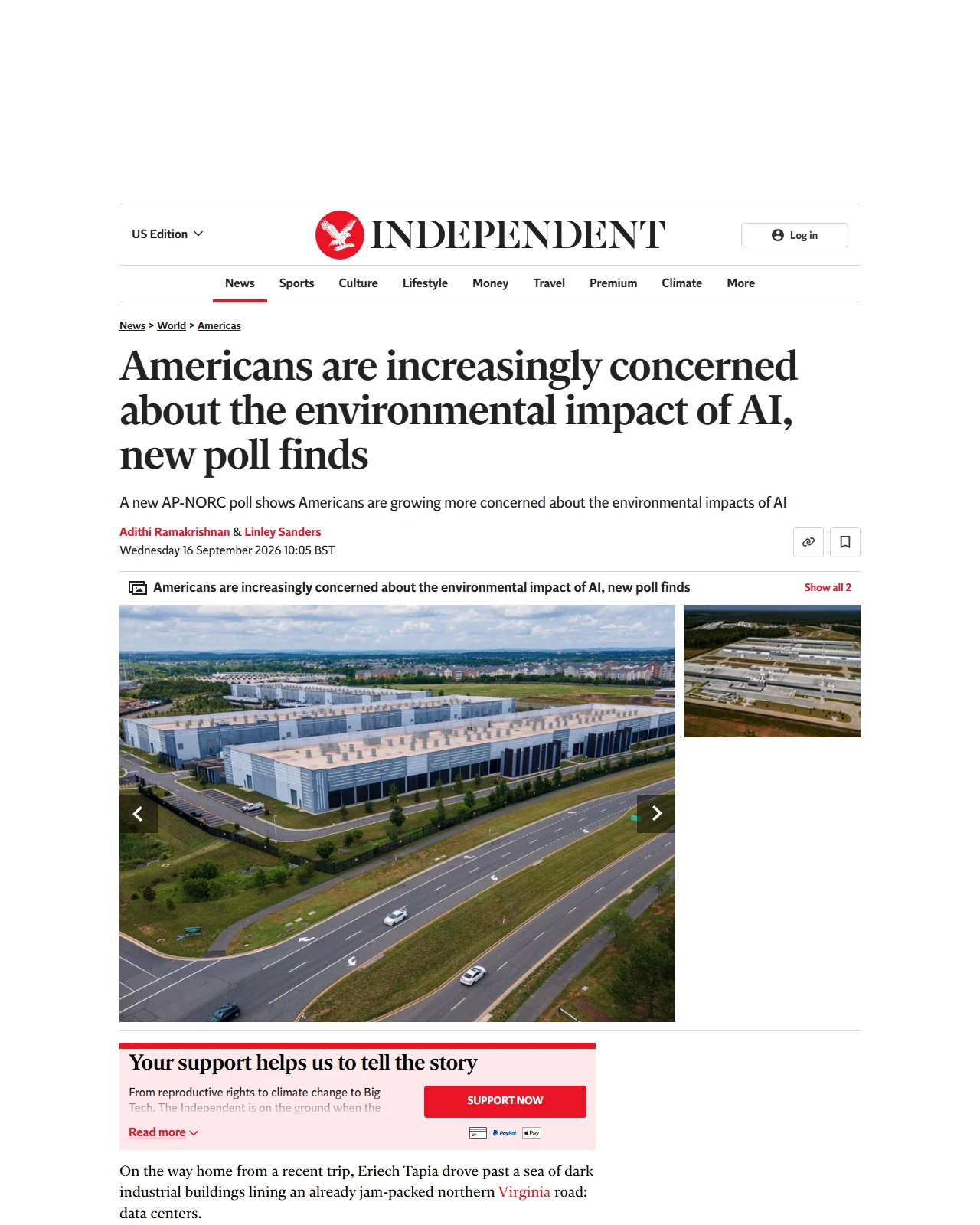 independent.co.uk as published: Americans are increasingly concerned about the environmental impact of AI, new poll finds