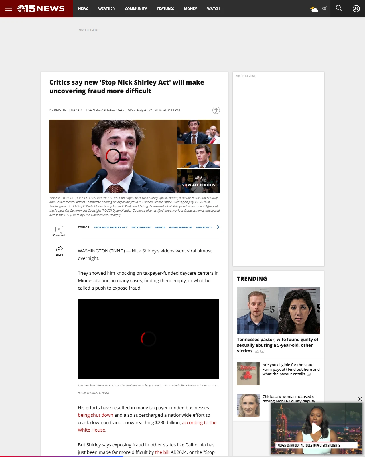 mynbc15.com as published: Critics say new 'Stop Nick Shirley Act' will make uncovering fraud more difficult