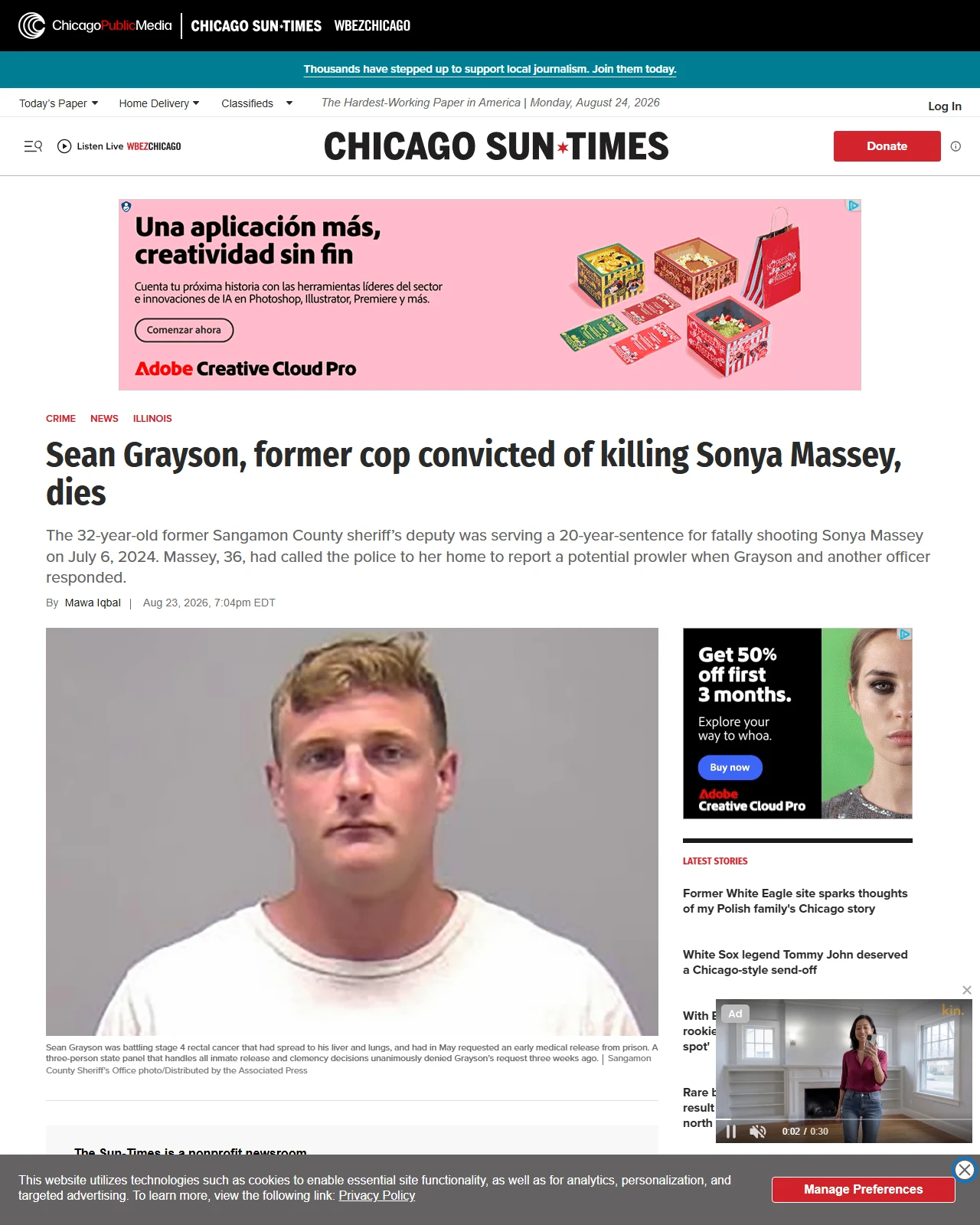chicago.suntimes.com as published: Sean Grayson, former cop convicted of killing Sonya Massey, dies - Chicago Sun-Times