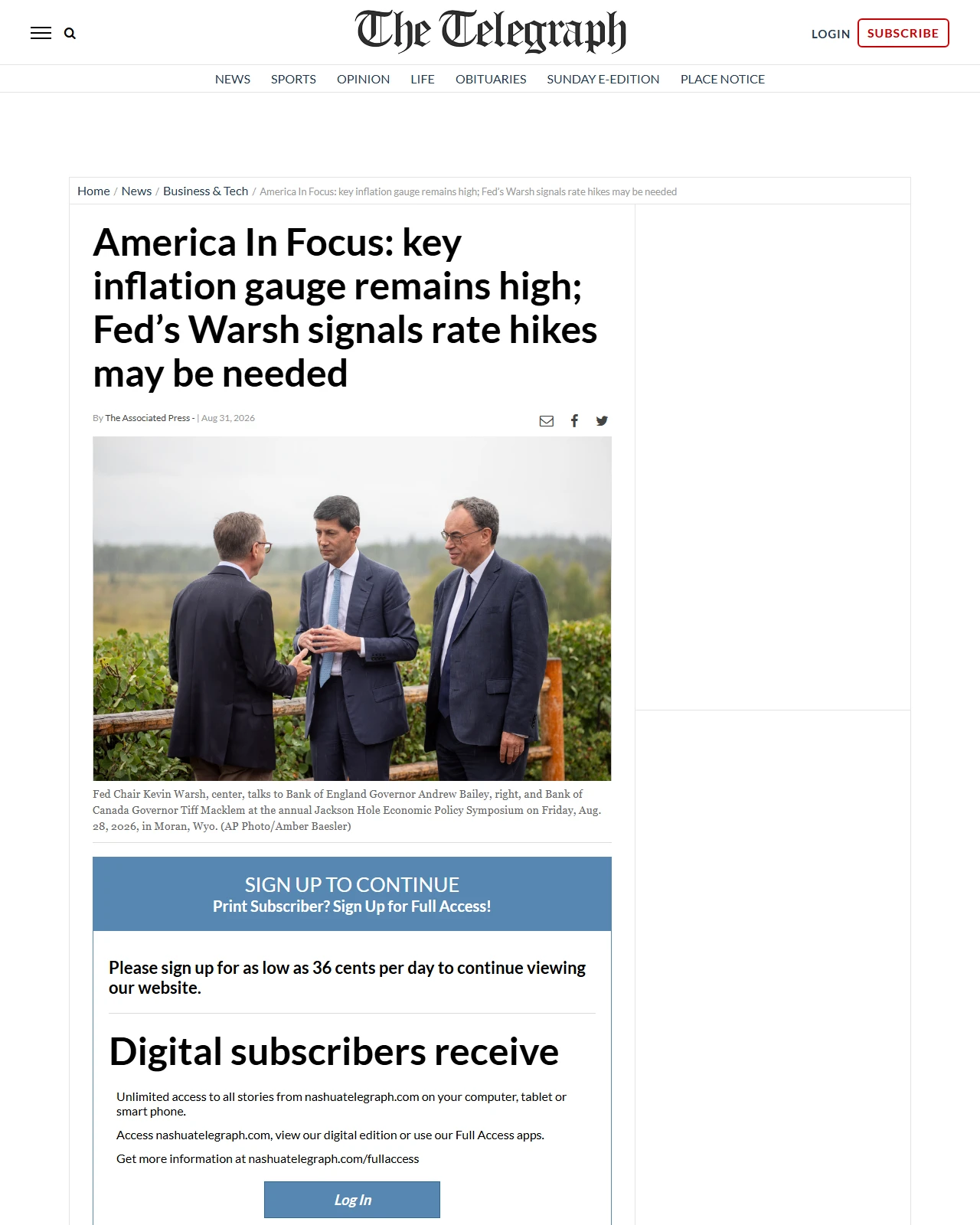 nashuatelegraph.com as published: America In Focus: key inflation gauge remains high; Fed’s Warsh signals rate hikes may be needed